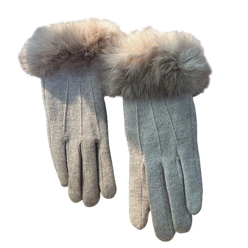 Women's Wool Cashmere Winter Gloves – Touchscreen Warm Knit Winter Knit Gloves Babs