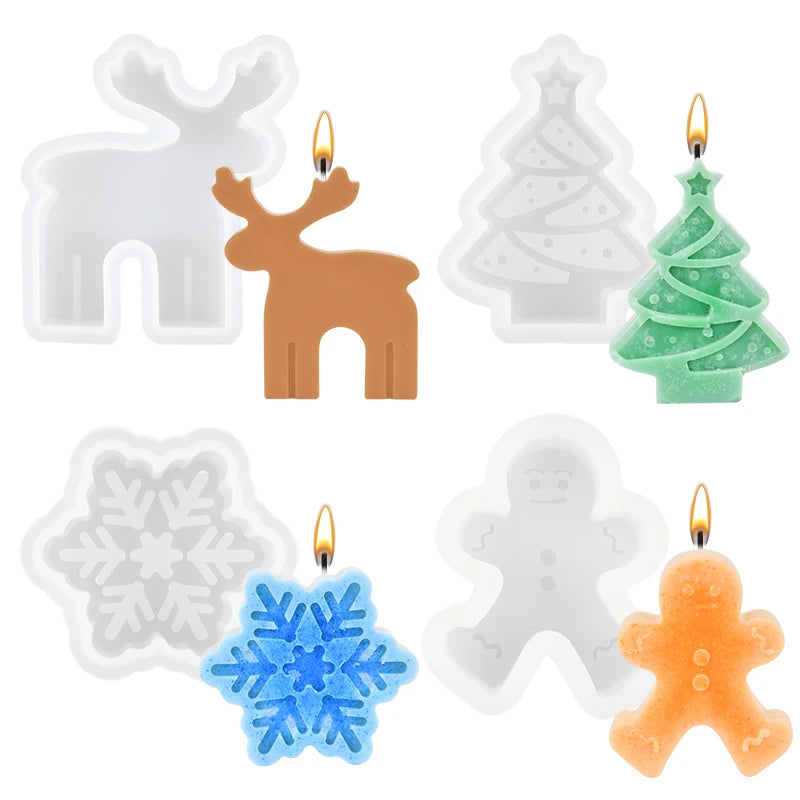 Christmas Silicone Molds – Snowflake, Elk & Xmas Tree Craft Set Silicone Craft Molds Babs