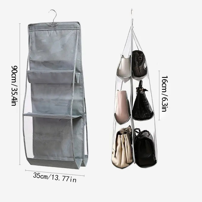 6-Pocket Hanging Handbag Organizer – Waterproof Closet Storage Closet Bag Organizer Babs