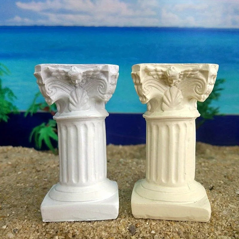 2pcs Resin Roman Column Miniature Ornaments – Greek Décor Miniature Resin Ornament Babs