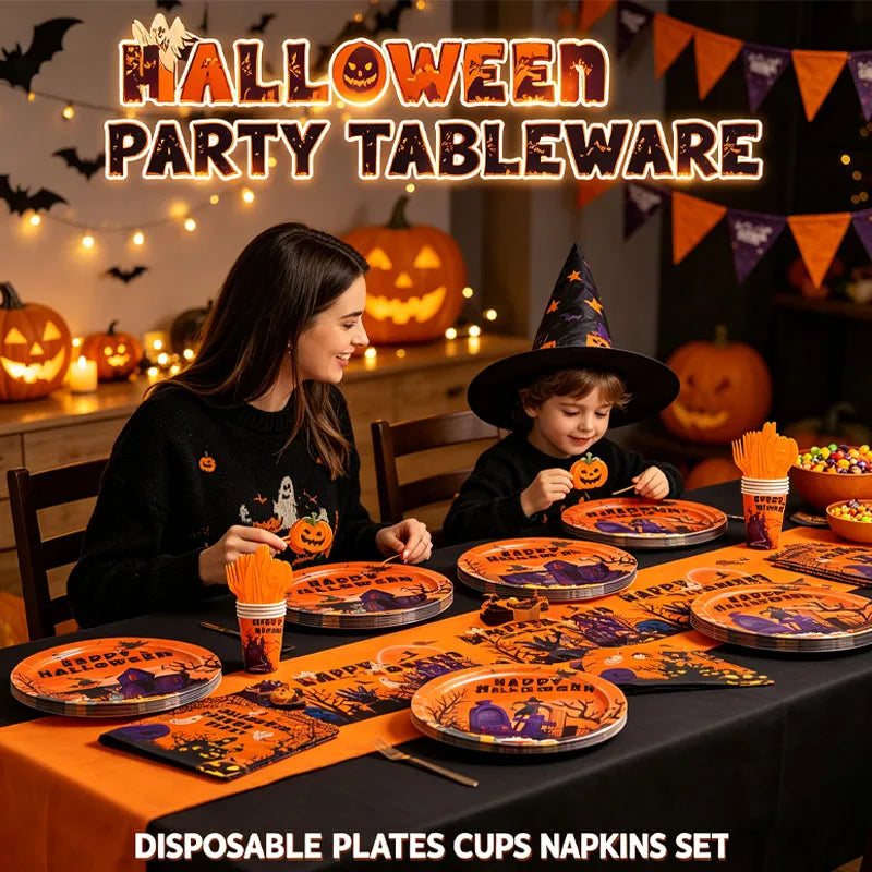 Halloween Disposable Tableware Set – Plates, Cups & More Disposable Tableware Set Babs