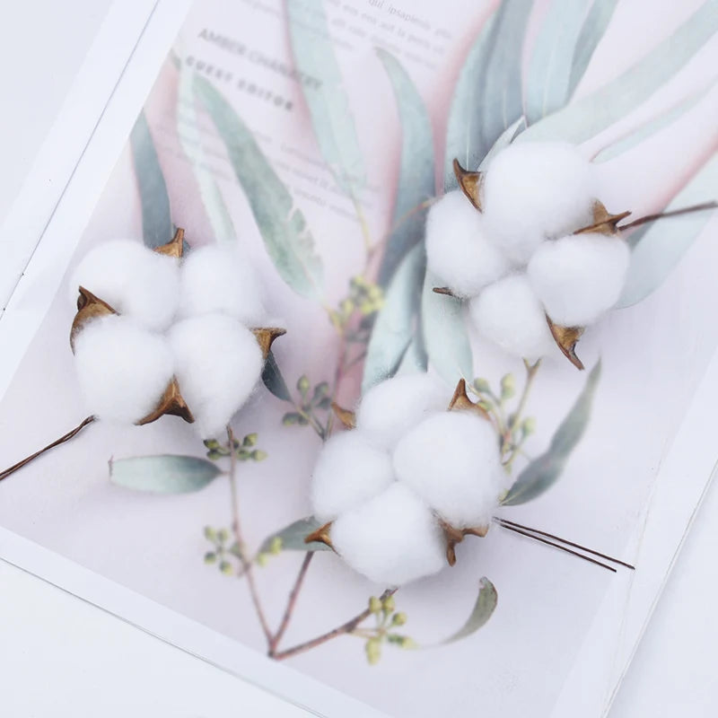 50/100 Pc Artificial Cotton Ball Flowers for Wedding & Home Decor Artificial Flowers Babs cotton 100 pcs