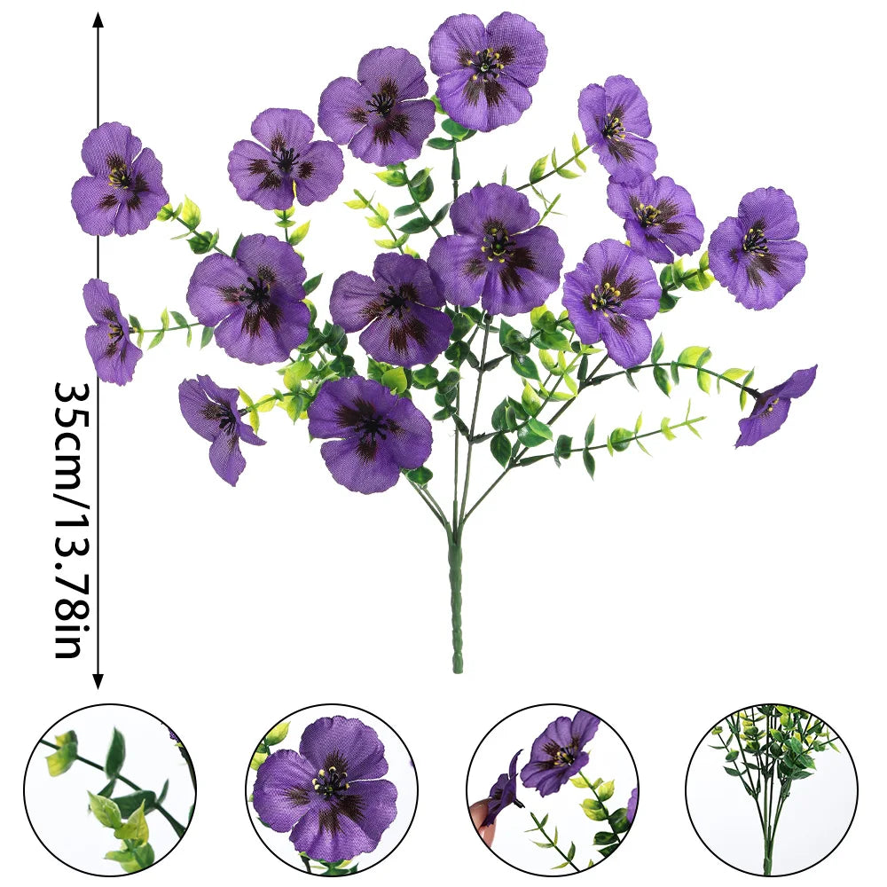 Silk Artificial Pansy Bouquet 35cm | Fake Flowers Home & Wedding Artificial Flower Bouquet Babs