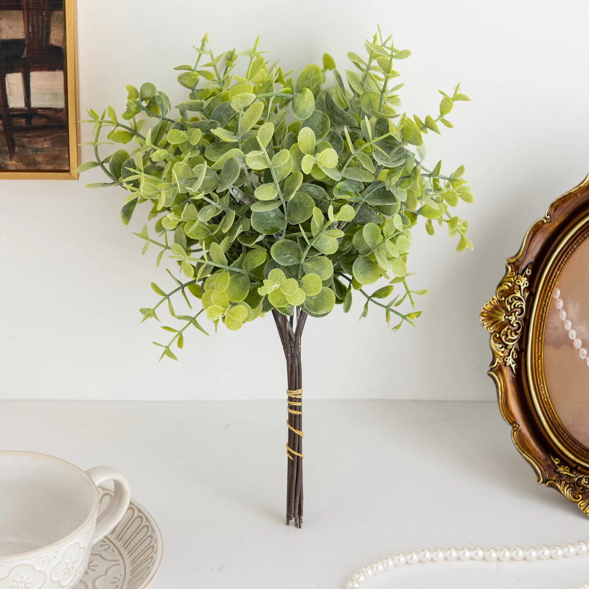 Faux Eucalyptus Sprigs – Artificial Green Stems 5 or 10 Pcs Artificial Plant Stems Babs
