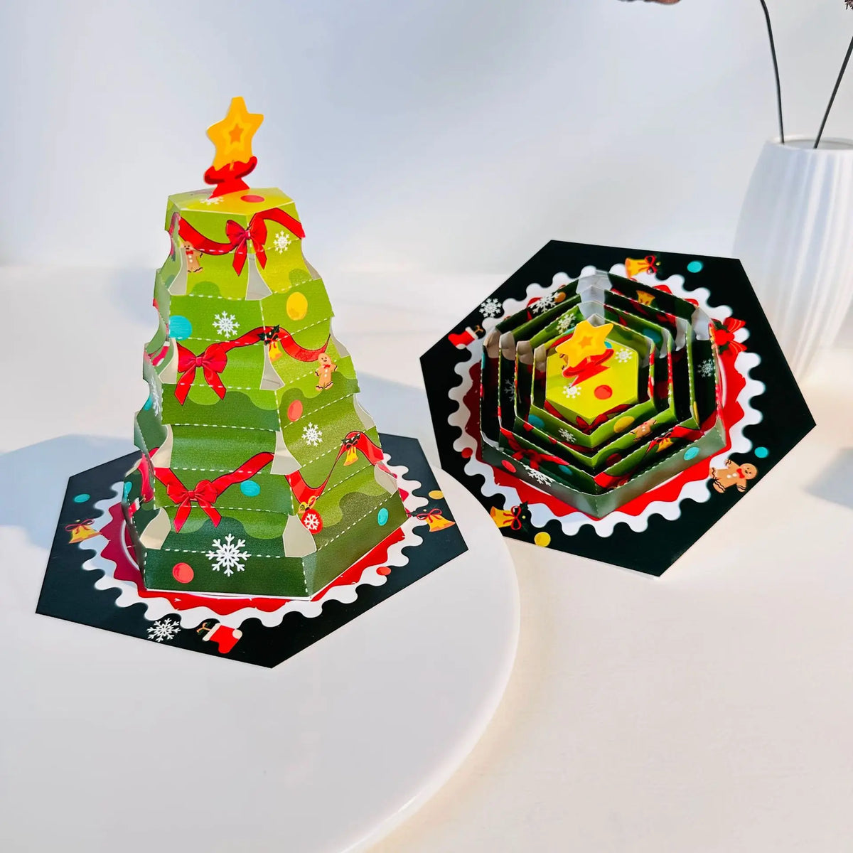 3D Pop-Up Christmas Tree Greeting Card | Foldable Pull-Out Pop-Up Greeting Card Babs