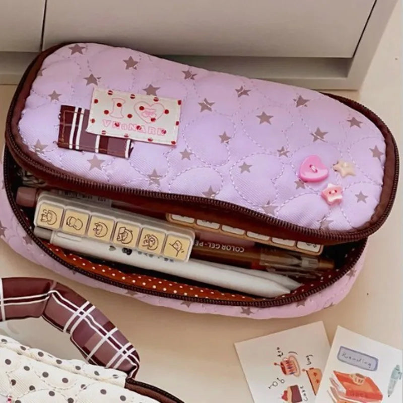 Korean Retro Polka Dot Pencil Case – Large Capacity Pen Bag Pencil Case Babs