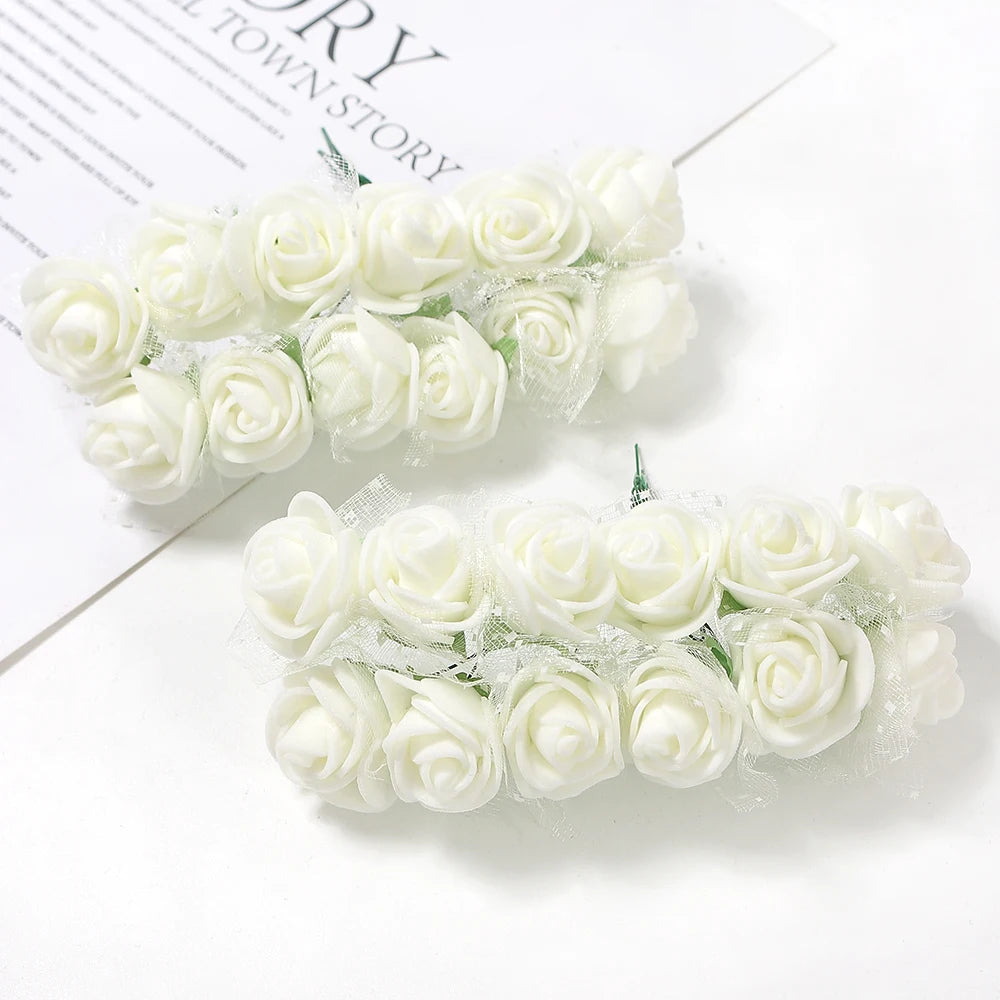144Pcs Artificial Rose Heads – Wedding Bouquet & DIY Decor Artificial Flower Heads Babs Milk White 144Pcs