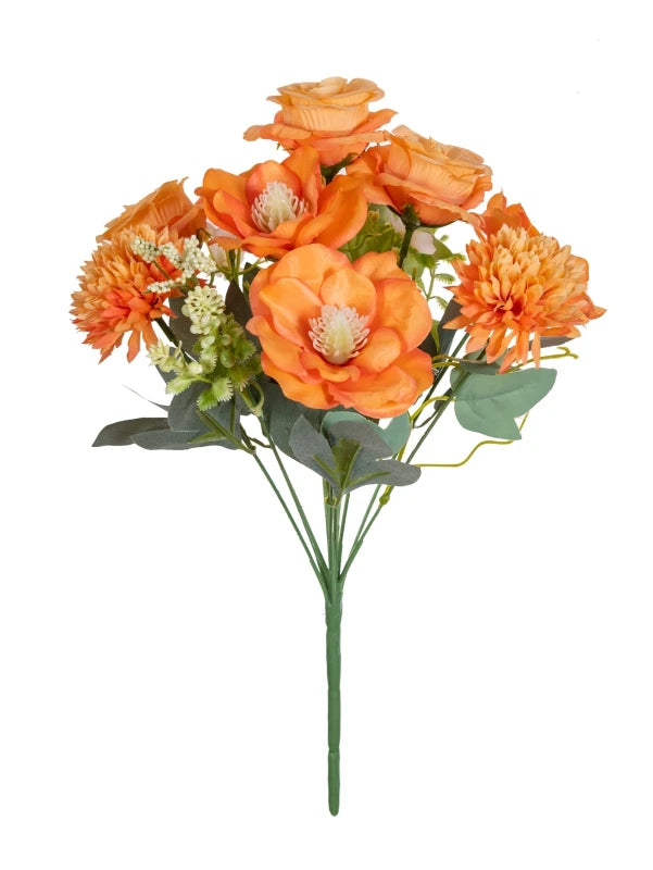 Artificial Silk Rose Bouquet – Wedding, Home & Garden Decor Artificial Flower Bouquet Babs Orange 1 pc