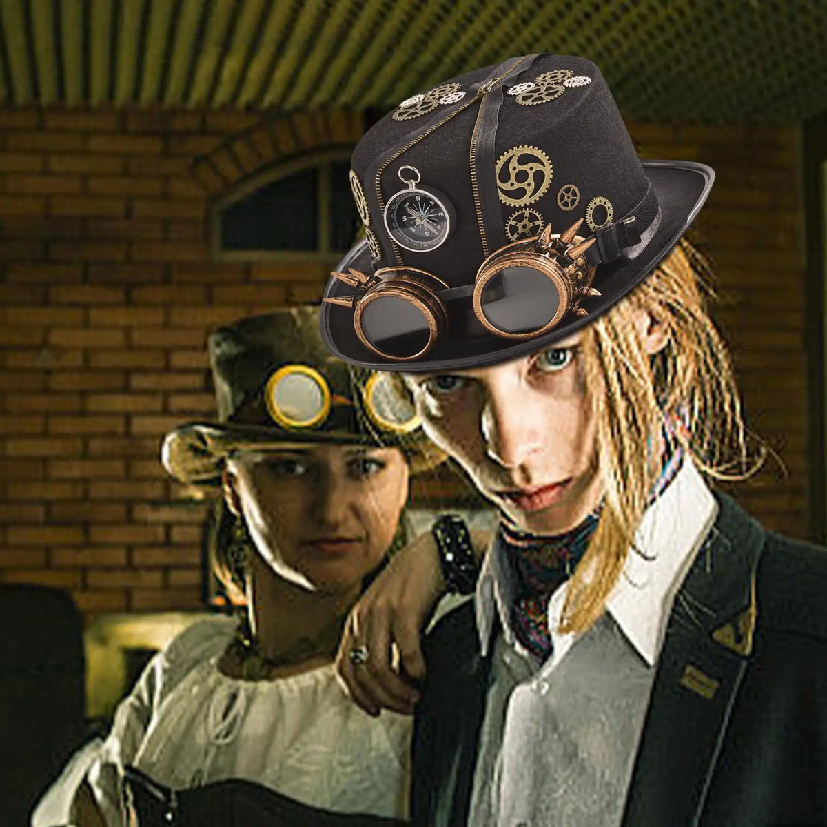 Steampunk Gothic Top Hat – Victorian Gears & Goggles Costume Costume Top Hat Babs