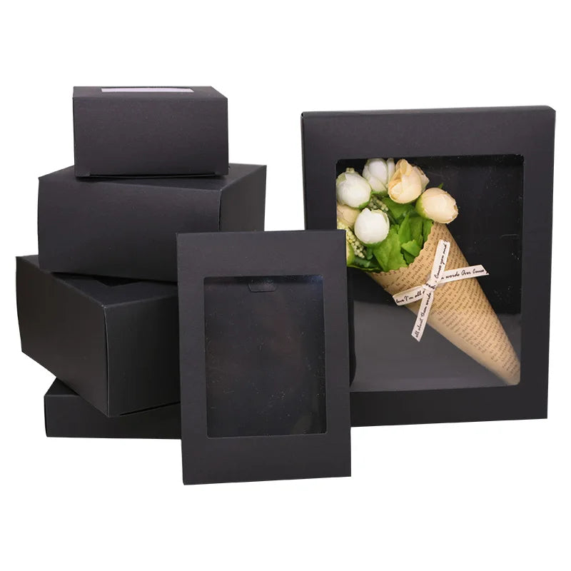 6-Pack Kraft Paper Gift Boxes with Window | Party & Wedding Favors Gift Packaging Box Babs