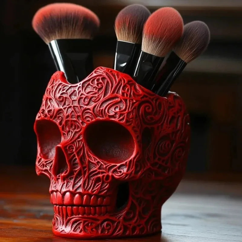 Halloween Skull Makeup Brush & Pen Holder – Colorful Desk Decor Desk Organizer Babs