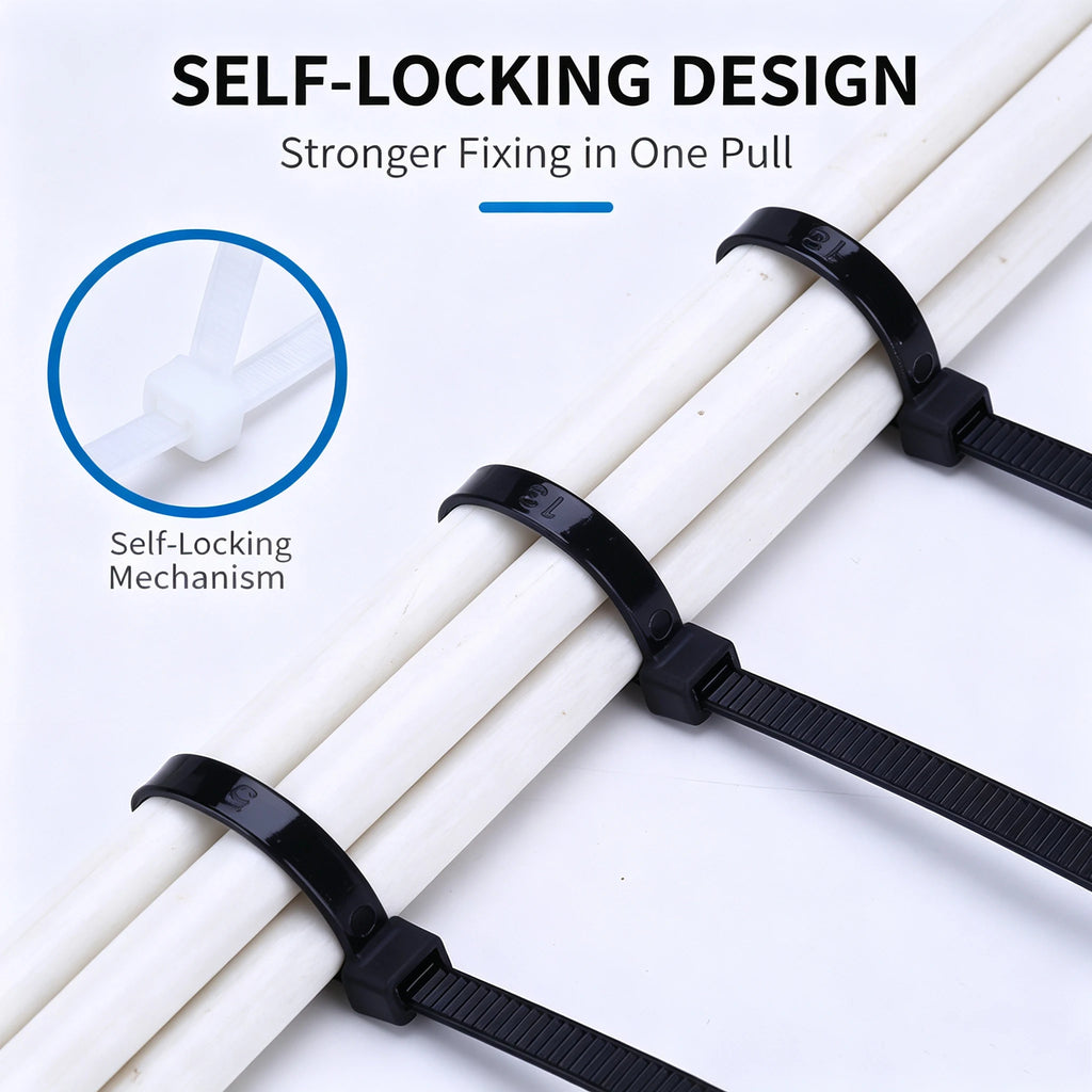 500Pcs Nylon Self-Locking Zip Cable Ties – Home & Office Nylon Cable Ties Babs