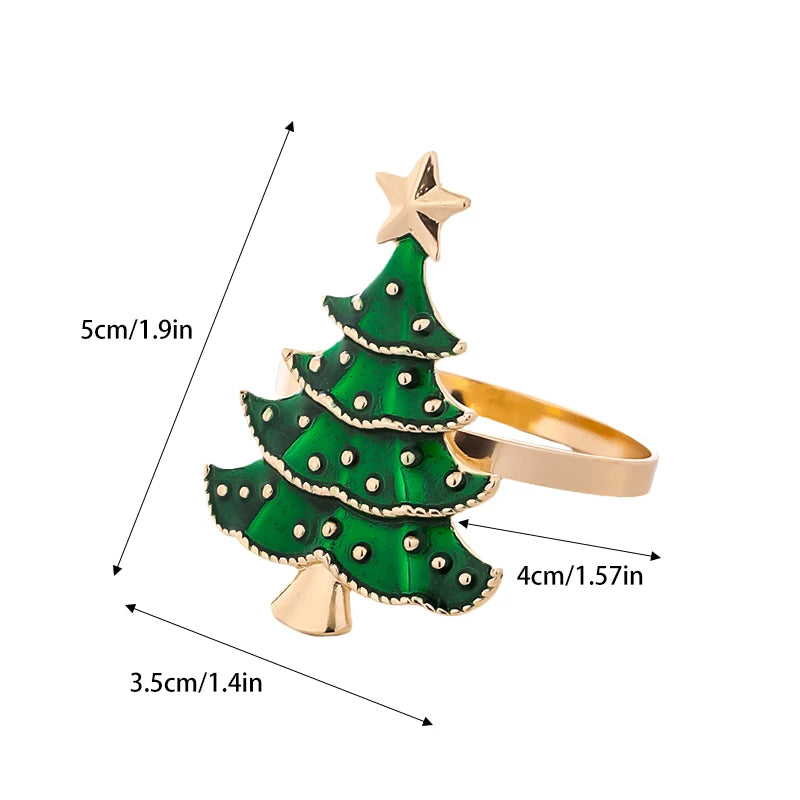 Christmas Napkin Rings Xmas Tree Table Decoration Set 1/6 Pcs Napkin Rings Babs
