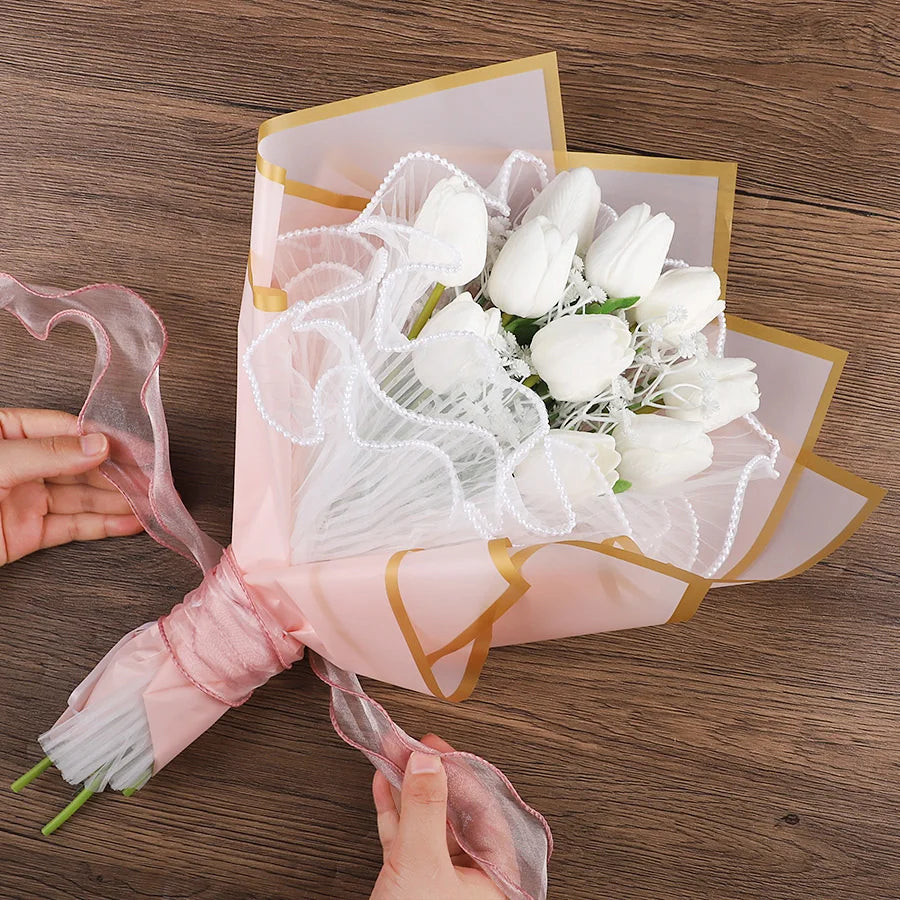 Artificial Tulip & Baby's Breath Bouquet | Wedding & Gift Artificial Flower Bouquet Babs