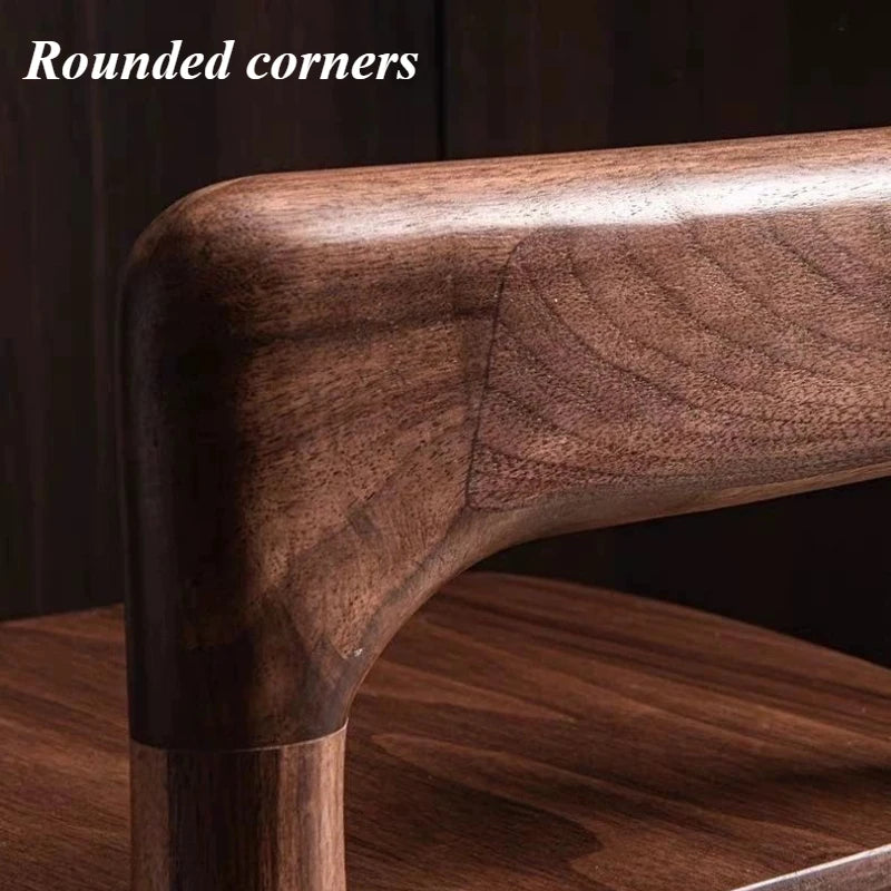 Nordic Walnut Wood Stool with Backrest – Modern Minimalist Chair Wooden Accent Stool Babs
