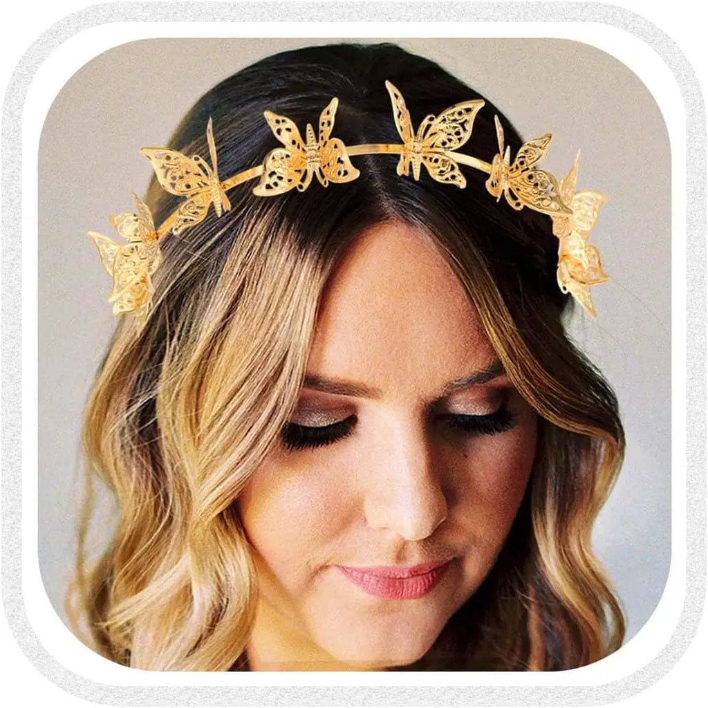 Light-Up Glow Butterfly Headband – Gold Wedding Hair Accessory Light-Up Headband Babs