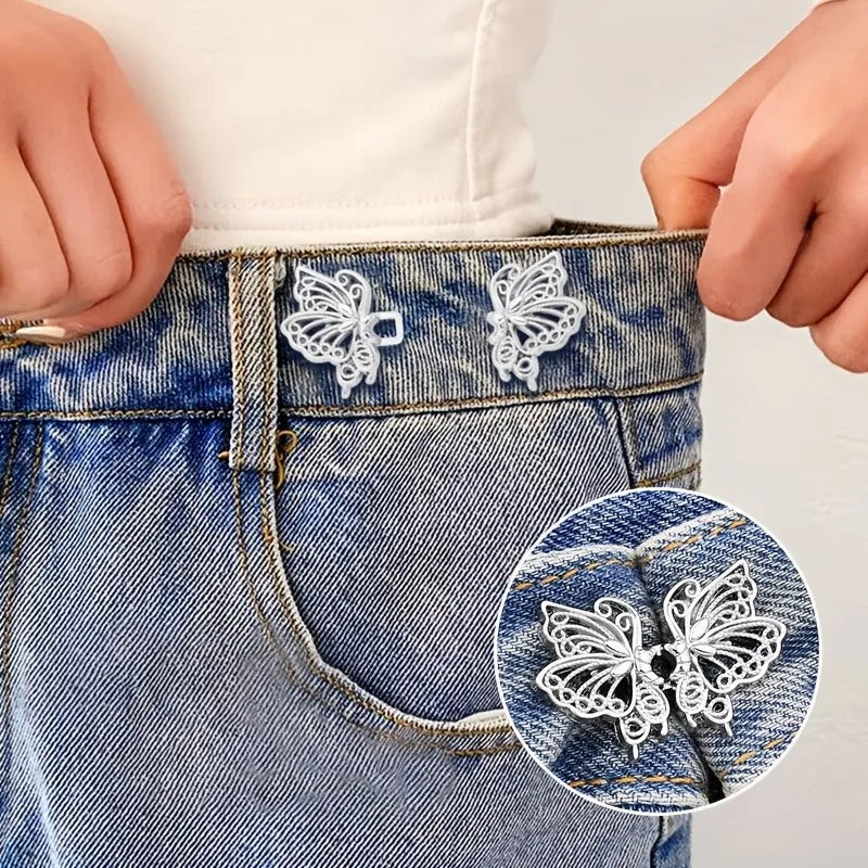 Butterfly Waist Adjuster Button – No-Sew Metal Clip for Pants Clothing Fastener Clip Babs
