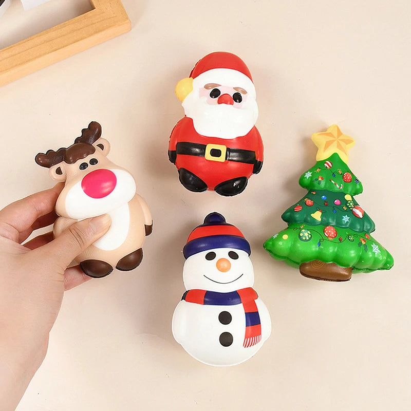 Christmas Squeeze Bounce Toy – Santa & Xmas Tree, 1-4 Pcs Squeeze Novelty Toy Babs