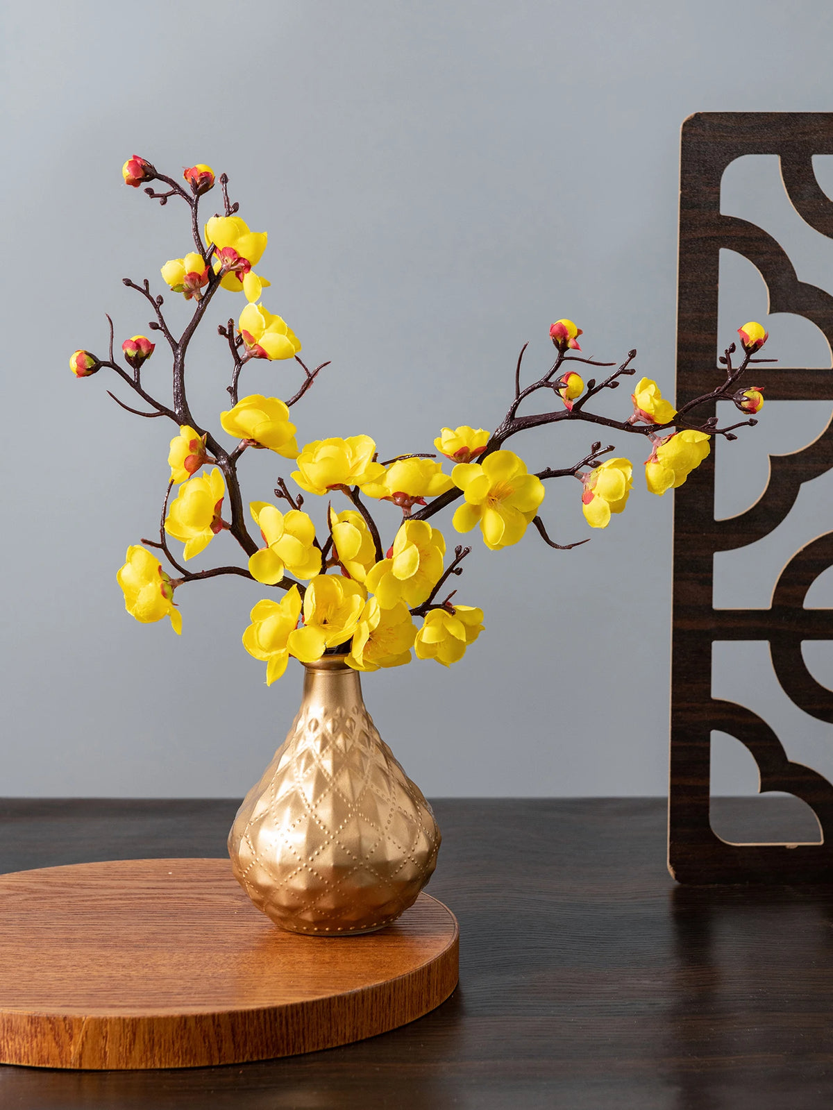 Silk Plum Blossom Peach Branch Artificial Flowers – Décor & Wedding Artificial Silk Flowers Babs 3 3pcs