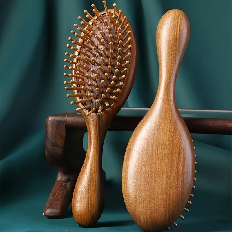 Golden Silk Sandalwood Hair Comb – Anti-Static Detangler Wooden Hair Comb Babs