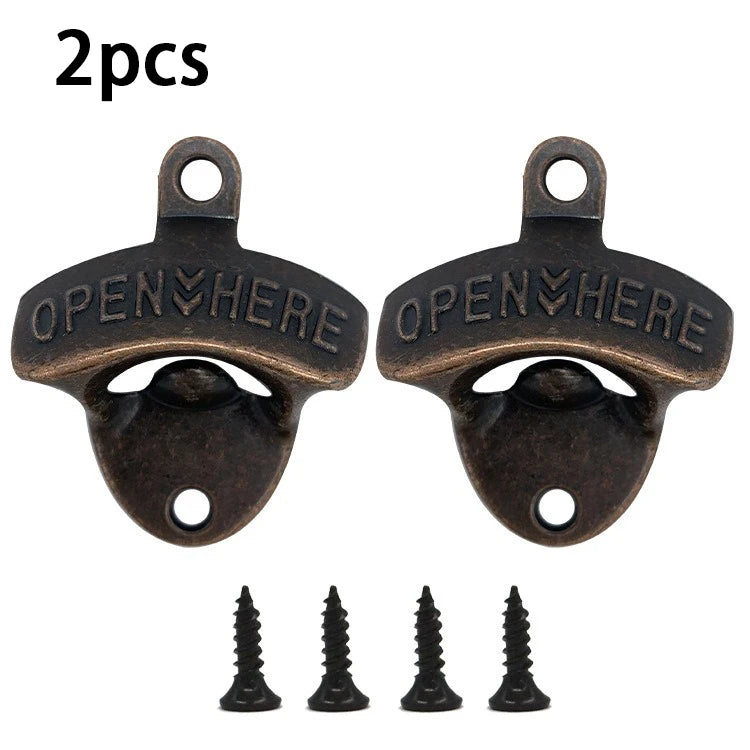Retro Wall Mounted Beer Bottle Opener – Zinc Alloy Kitchen Decor Wall Bottle Opener Babs Red Bronze 2pcs