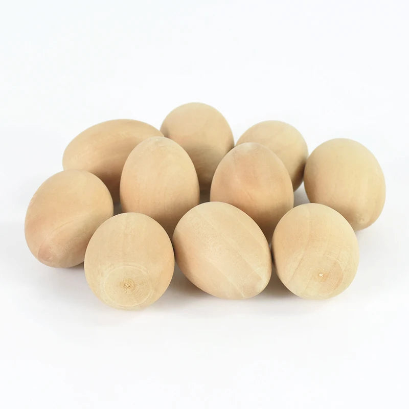 5Pcs Unfinished Wooden Easter Eggs DIY Craft Ornaments DIY Wood Craft Kit Babs