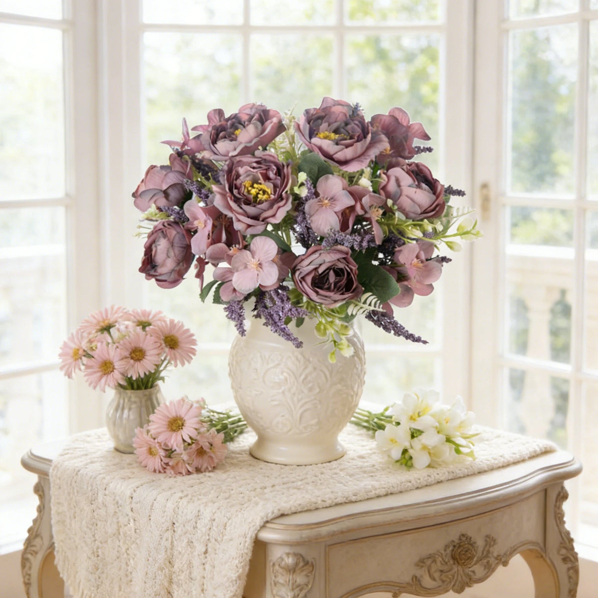 Artificial Silk Peony Hydrangea Bouquet | Wedding & Home Decor Artificial Flower Bouquet Babs