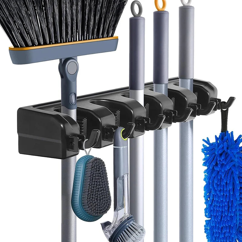 Wall Mounted Mop & Broom Holder – Multi-Slot Storage Rack Broom & Mop Holder Babs