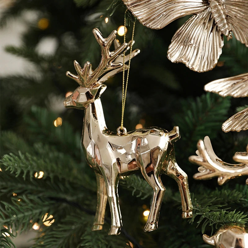 Christmas Gold Ornaments – Elk Angel Snowflake Xmas Tree Pendants Christmas Tree Ornaments Babs