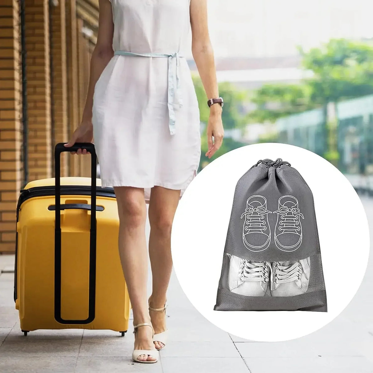 10-Pack Non-Woven Drawstring Shoe Bags for Travel & Storage Shoe Storage Bags Babs