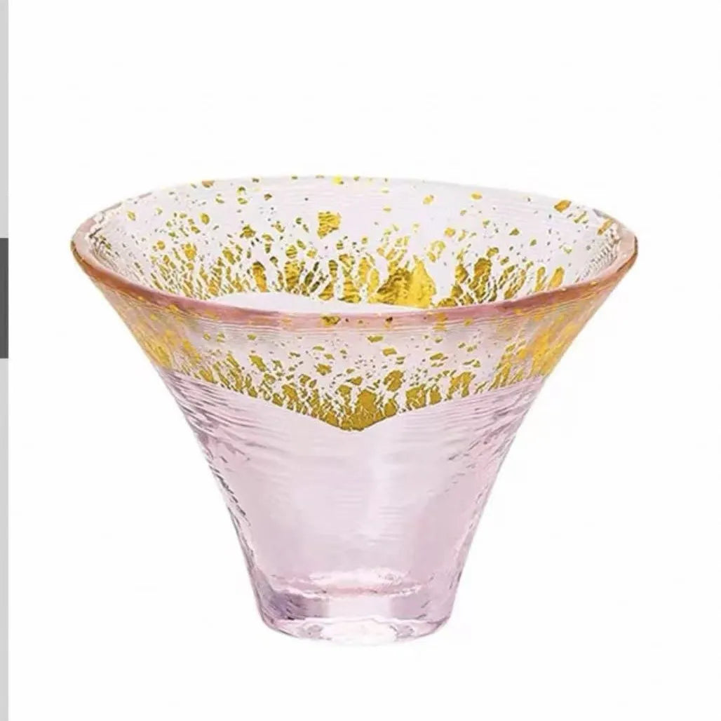 Japanese Mount Fuji Sake Glass – Gold Foil Tea & Cocktail Cup Sake Glass Cup Babs Pink 65ml