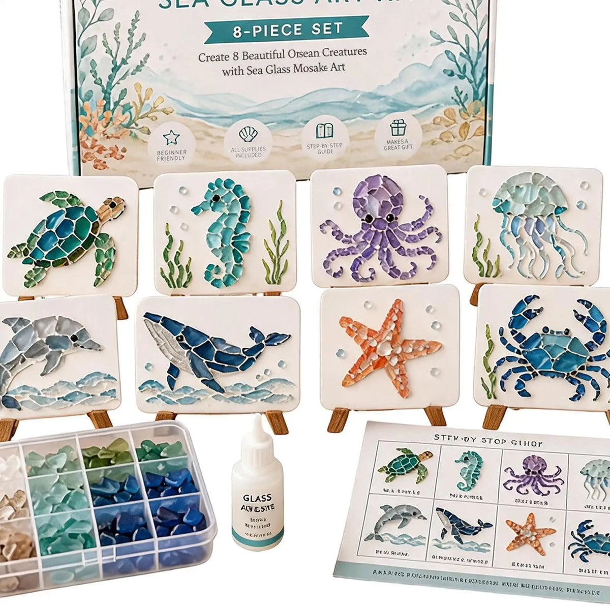 Garden Bloom Sea Glass Mosaic DIY Craft Kit – Floral & Butterfly Mosaic DIY Craft Kit Babs