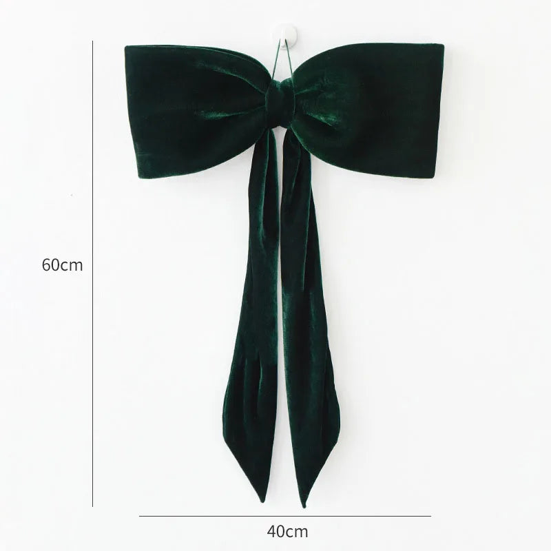 Velvet Christmas Bows 12pcs – Tree & Party Hanging Ornaments Christmas Bow Ornaments Babs green bow 30cm