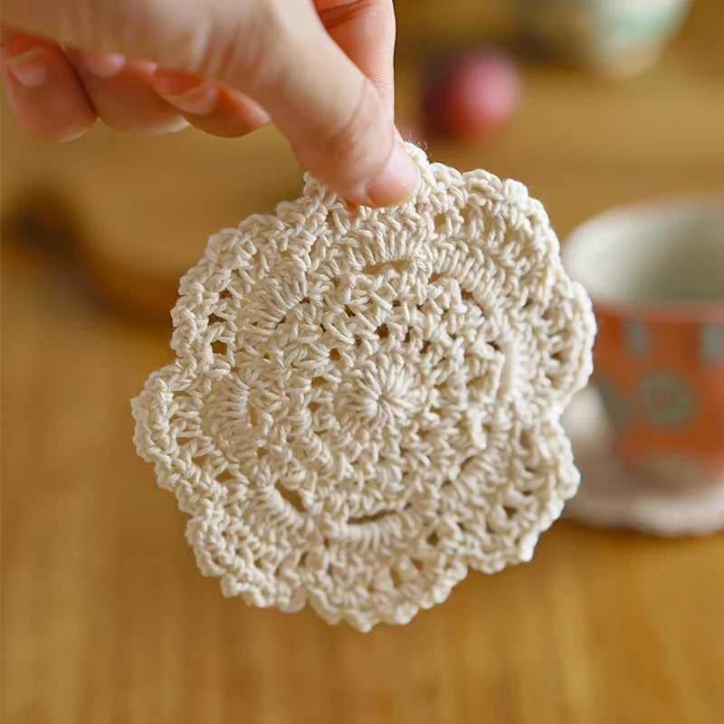5pcs Vintage Floral Crochet Coasters – Home, Kitchen & Bar Crochet Coasters Babs