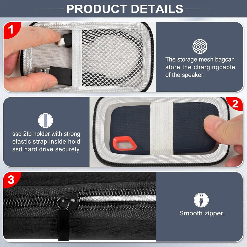 Hard Shell SSD Case for SanDisk Extreme & PRO + Carabiner SSD Protective Case Babs
