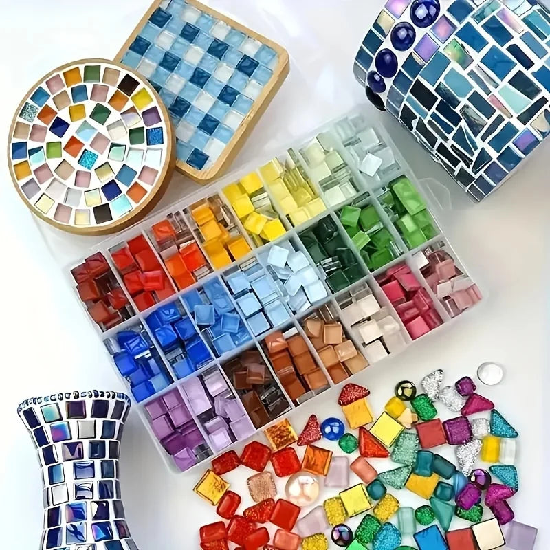 450pcs Crystal Glass Mosaic Tiles – DIY Glitter Craft Supplies Glass Mosaic Tiles Babs