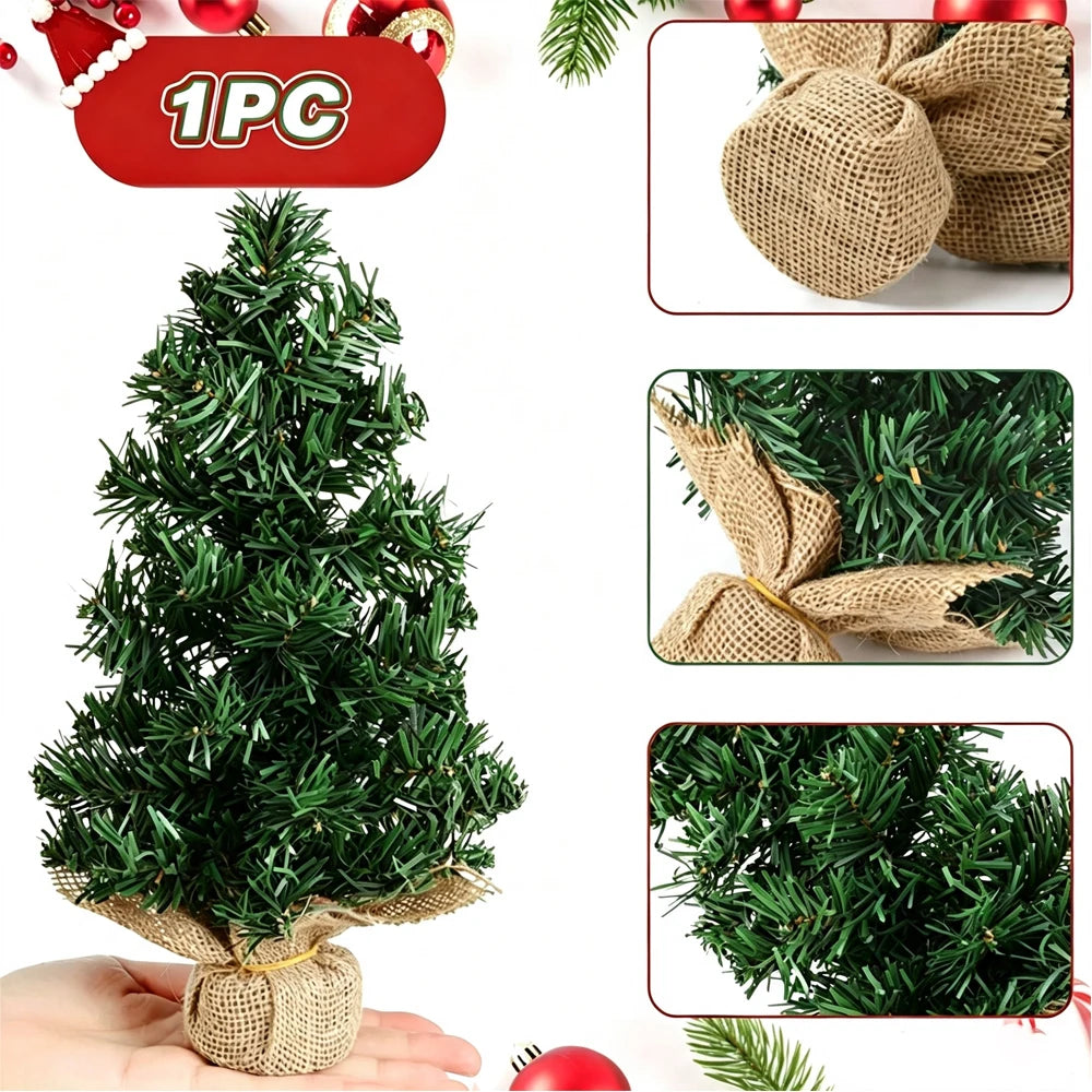 Mini Artificial Christmas Tree Burlap Desktop Ornament Décor Artificial Christmas Tree Babs