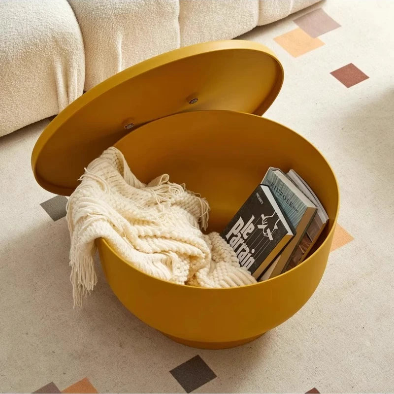 Nordic Round Coffee Table with Storage | Modern Living Room Round Coffee Table Babs
