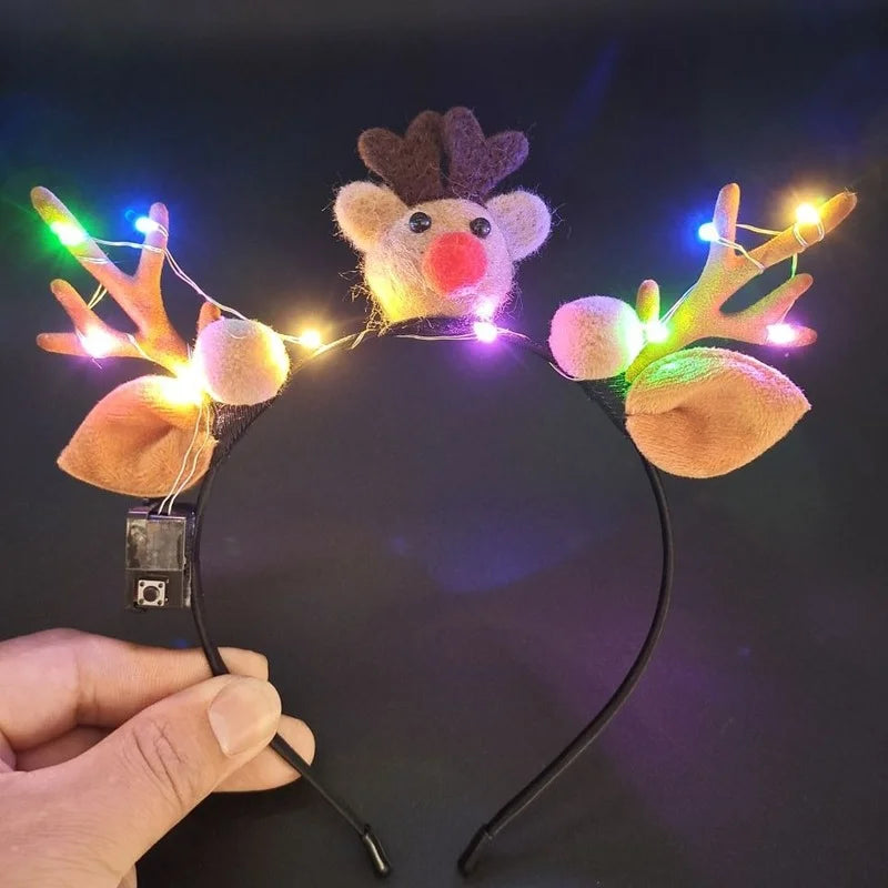 LED Glowing Elk Antler Headband – Light Up Party & Christmas LED Party Headband Babs