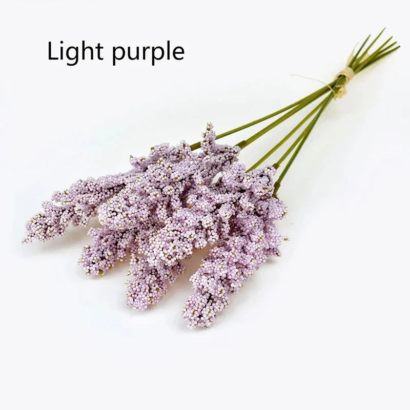 6-Piece Artificial Wheat Berry Spike Bouquet – Wedding Home Decor Artificial Floral Stems Babs Flesh Pink 6Pcs