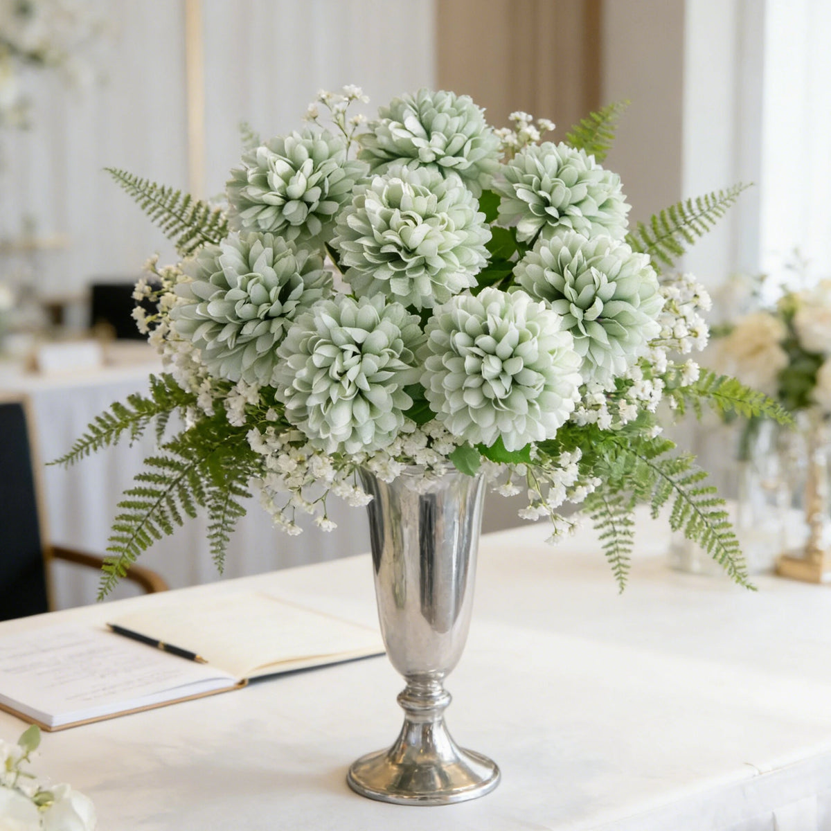 Artificial Silk Chrysanthemum Flowers 5/10 Pcs – Wedding Décor Artificial Silk Flowers Babs