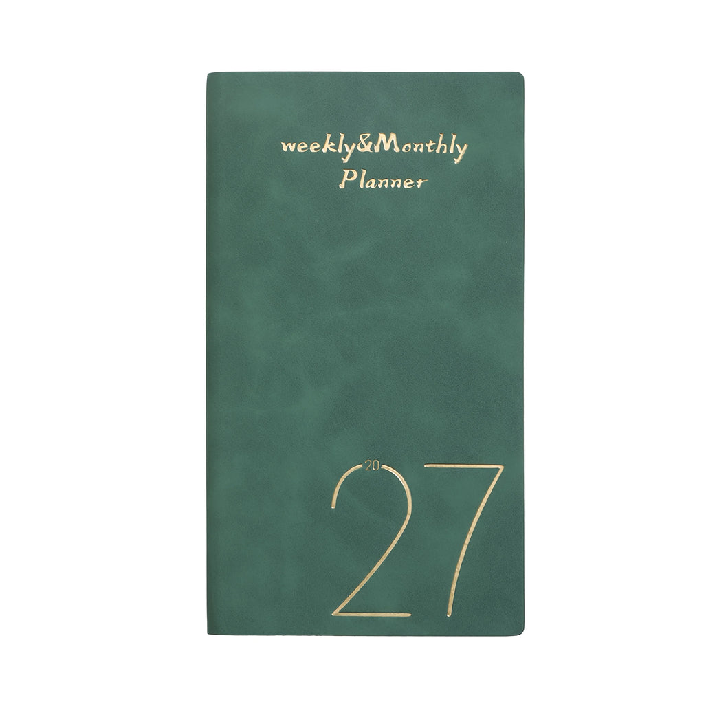 2027 Weekly Planner – Waterproof PU Leather Pocket Notebook Weekly Planner Notebook Babs Dark Green