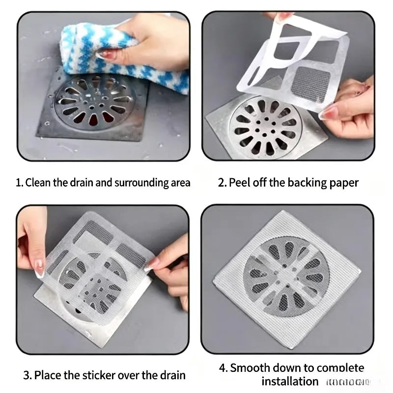 10Pcs Disposable Floor Drain Hair Catcher Mesh Sticker Filter Net Drain Filter Sticker Babs