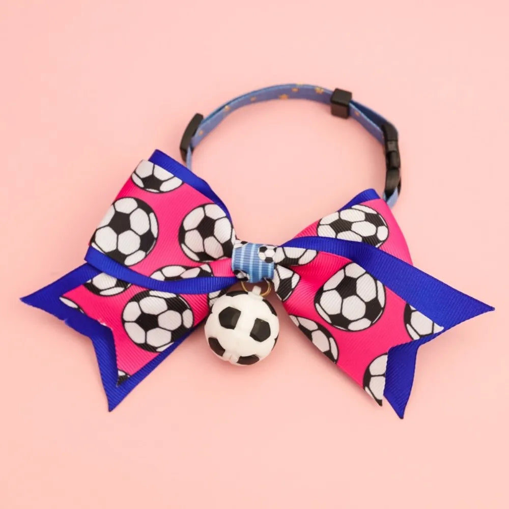 Soccer Football Pet Collar & Bow Tie – Adjustable, Safe Pet Collar Costume Babs Dark Blue S 1-7kg