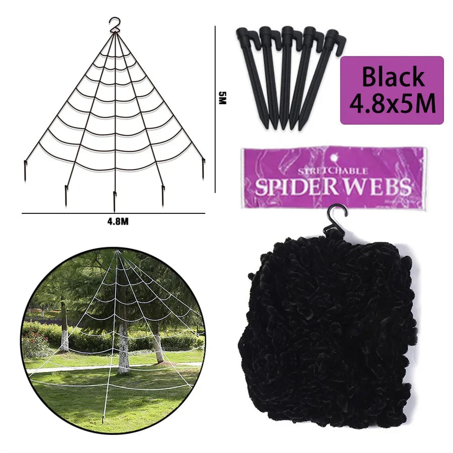 Giant Spider Web Halloween Outdoor Decoration – Lawn & Yard Halloween Decoration Babs 5x4.8 black
