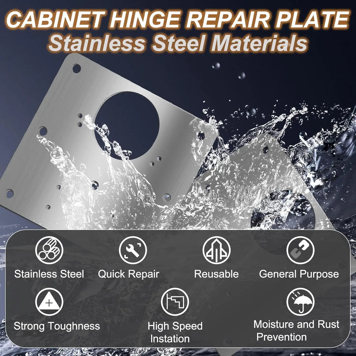 Stainless Steel Cabinet Door Hinge Repair Plate Kit & Screws Hinge Repair Kit Babs