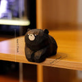 Hand-Carved Solid Wood Bear Ornament – Cute Desktop Décor Wood Bear Figurine Babs 1PC A