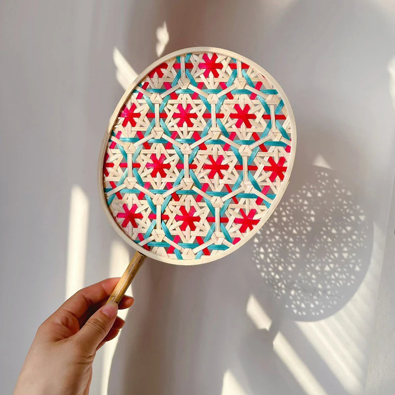Colorful Handmade Bamboo Woven Fan – Ethnic Style Décor Decorative Hand Fan Babs