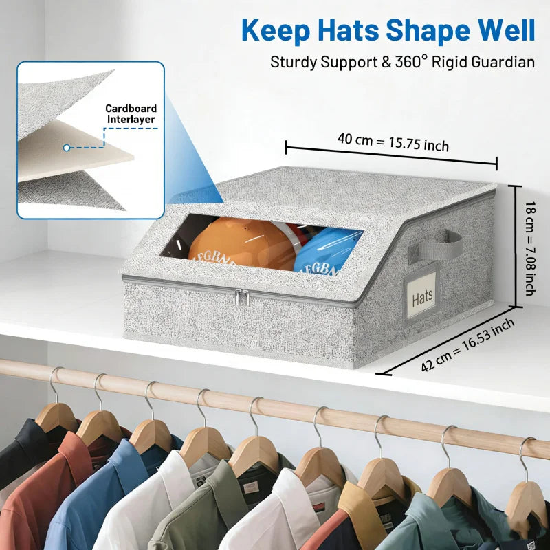 Baseball Cap Storage Box – Large Capacity, Space-Saving Organizer Hat Storage Box Babs