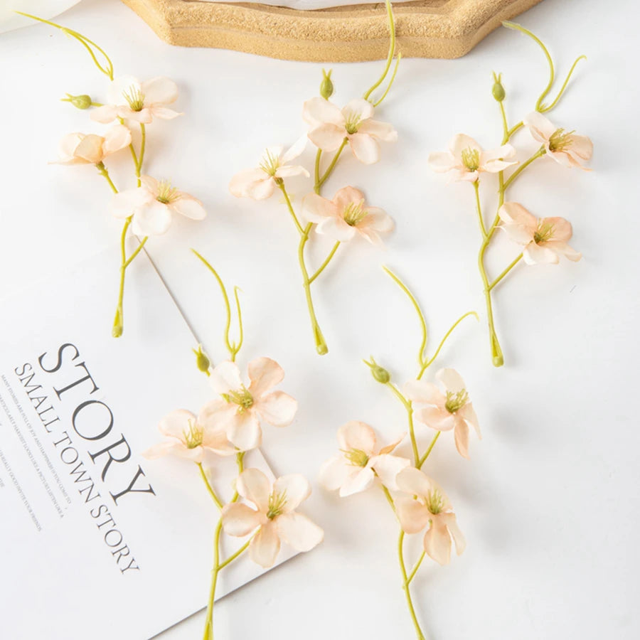 Silk Plum Blossom Artificial Flowers – 50/100 Pcs for DIY Artificial Silk Flowers Babs Champagne 50pcs